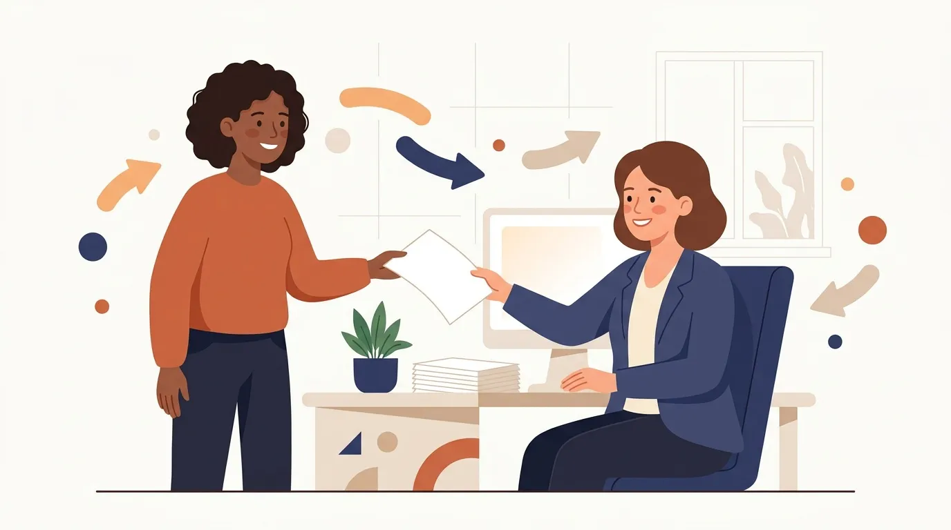 Deux femmes en discussion professionnelle au bureau