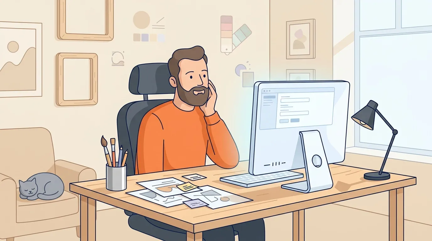 Homme au téléphone travaillant sur design à son bureau
