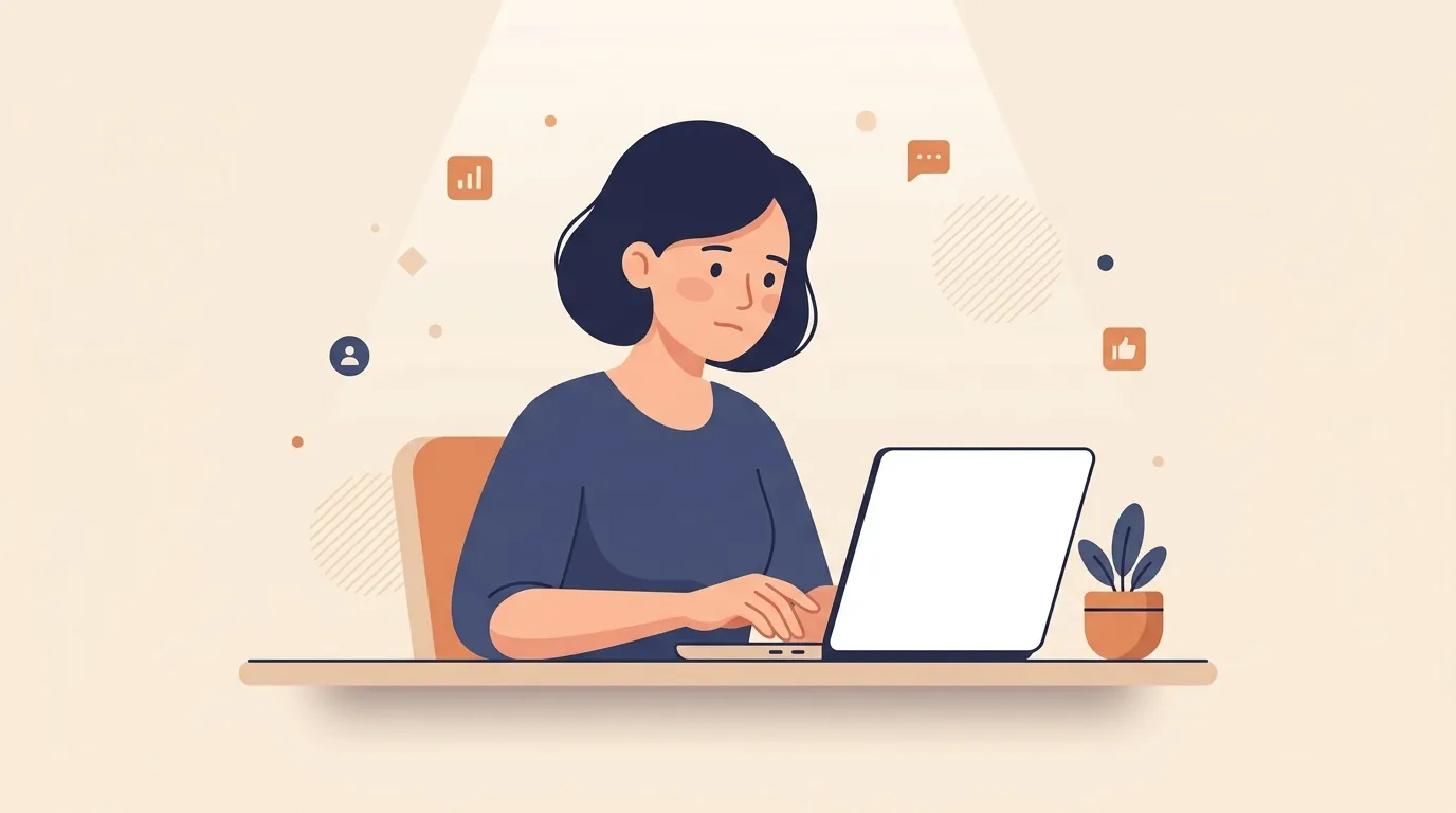 Femme assise à un bureau utilisant son ordinateur portable