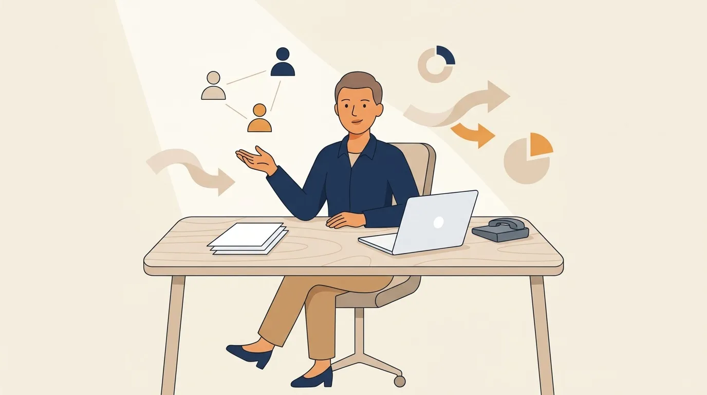 Femme au bureau g&eacute;rant &eacute;quipe et analysant donn&eacute;es commerciales