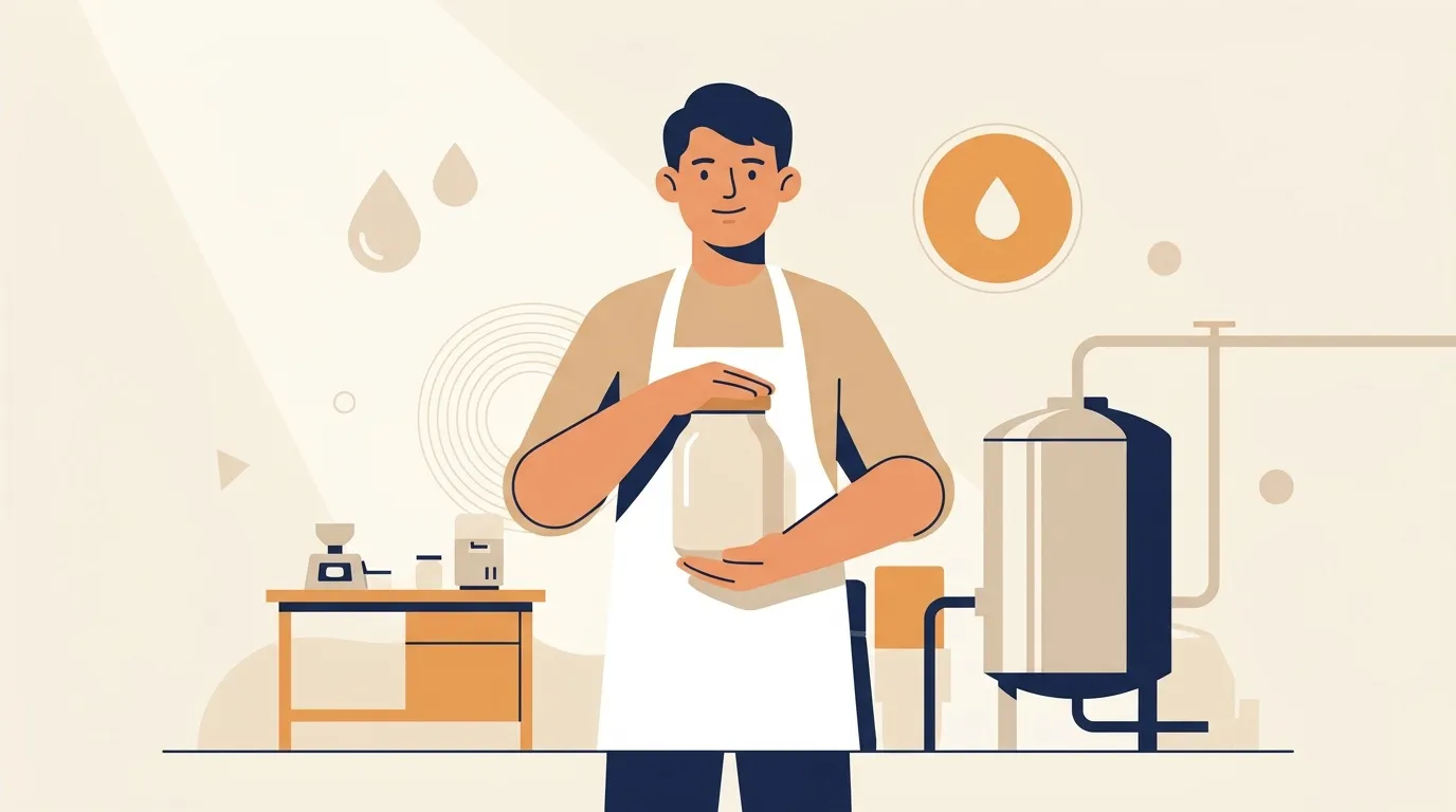 Homme en tablier préparant café dans cuisine moderne