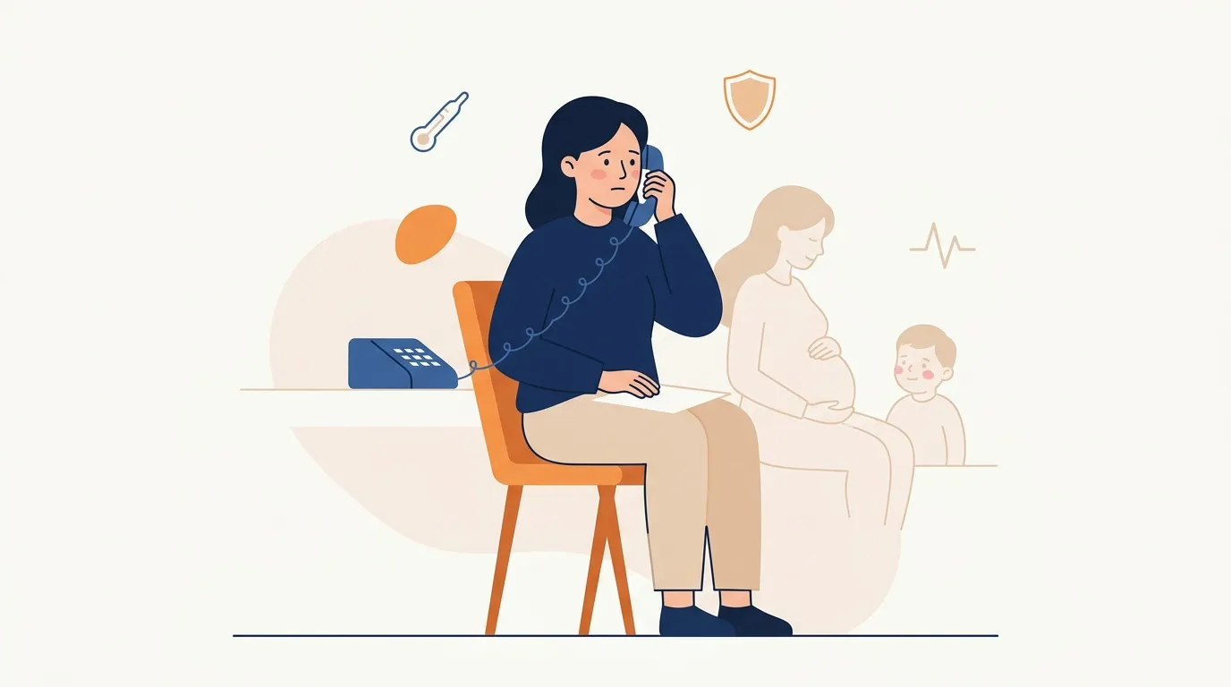M&eacute;decin consulte patiente enceinte et enfant par t&eacute;l&eacute;phone