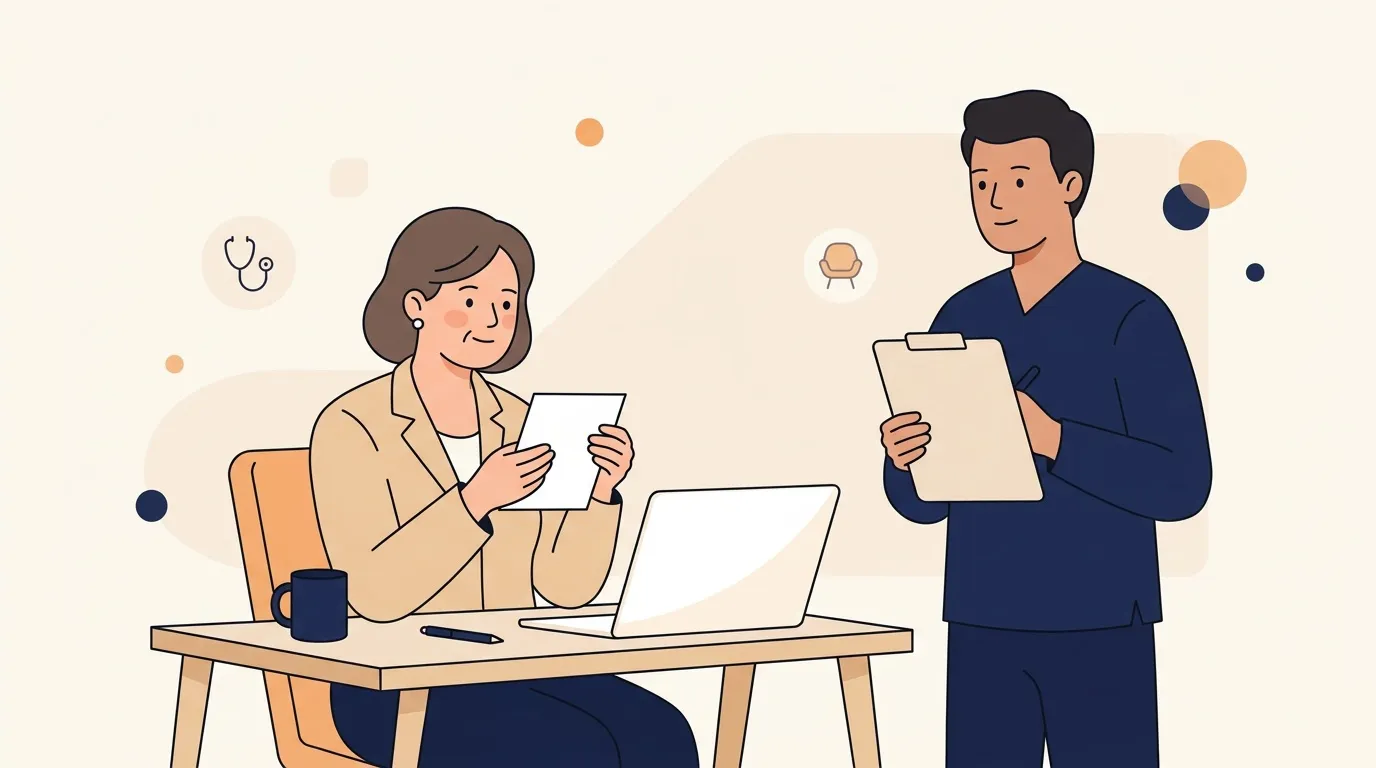 Médecin et patient en consultation professionnelle avec documents