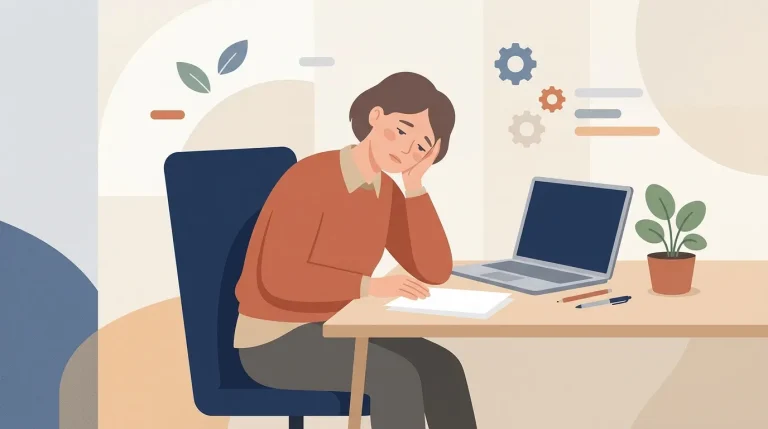 Femme assise à un bureau travaillant sur son ordinateur portable