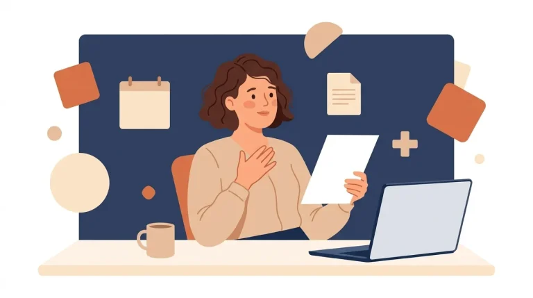 Femme à son bureau organisant ses tâches professionnelles