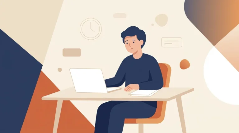 Homme assis à un bureau travaillant sur un ordinateur portable